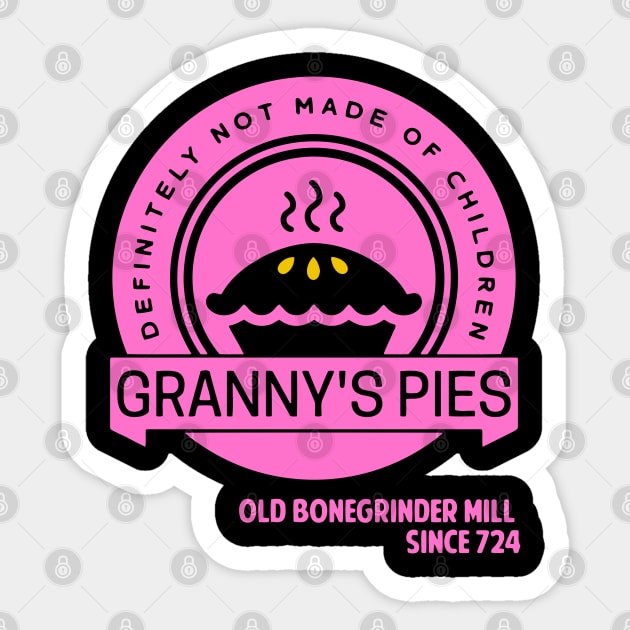 Granny's Pies -- Definitely Not Made of Children Sticker by Emerald Random